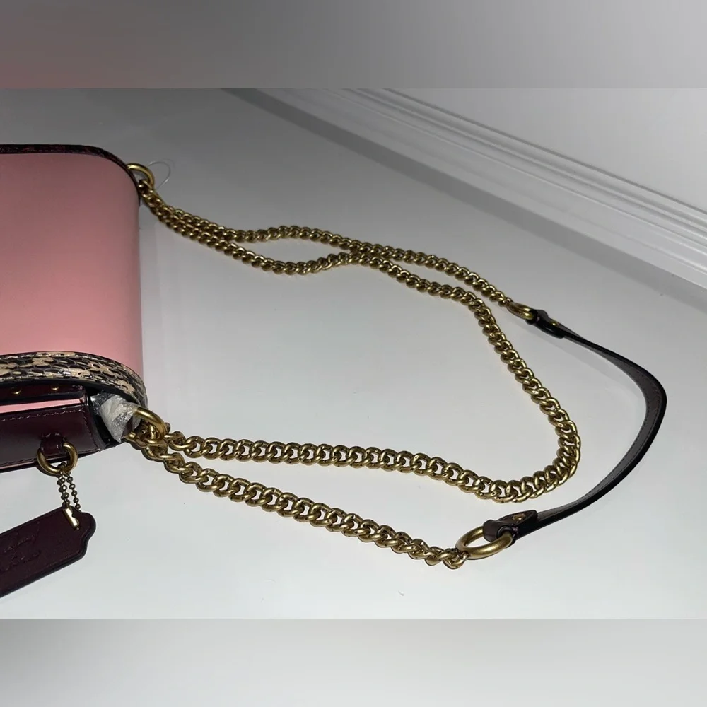 Coach X Jennifer Lopez Hutton Shoulder Bag In Colorblock With Snakeskin Detail - Picture 5 of 14